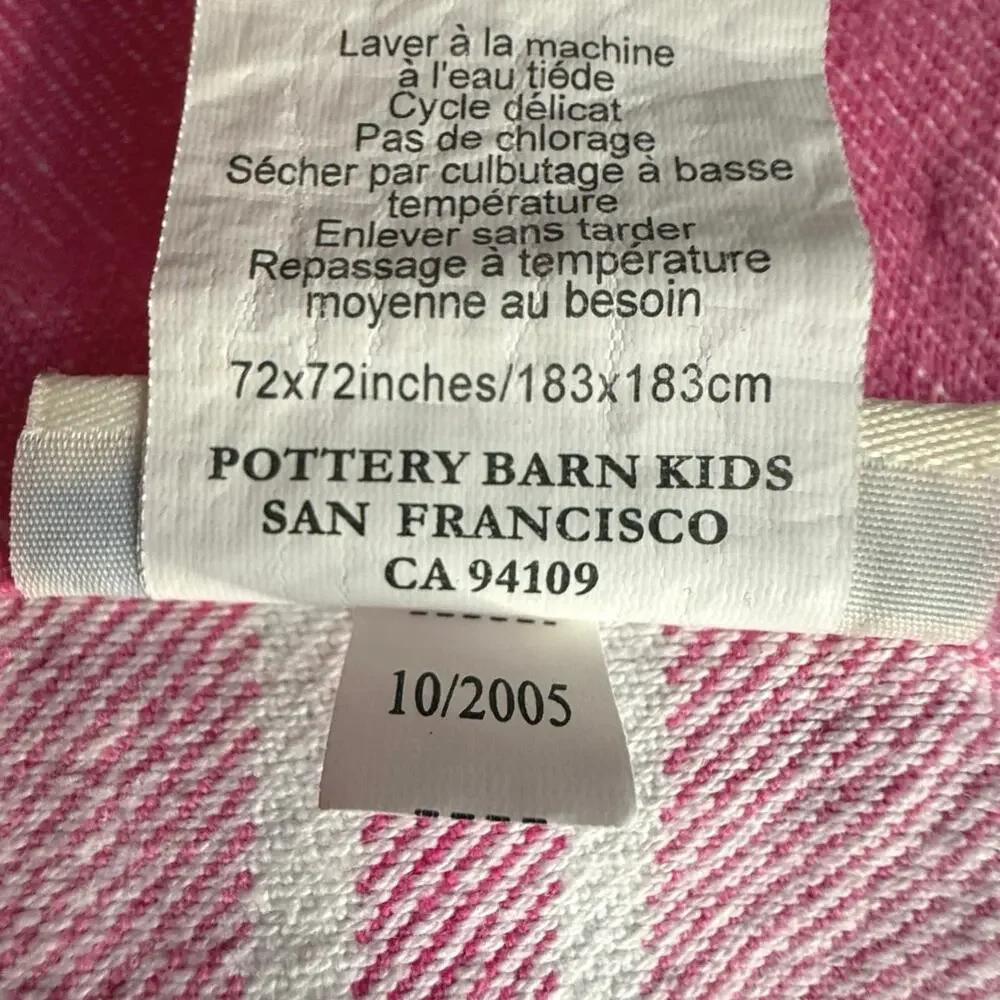 Pottery Barn Kids pink stripe bundle 1 hamper liner, 1 curtain, 2 basket liners